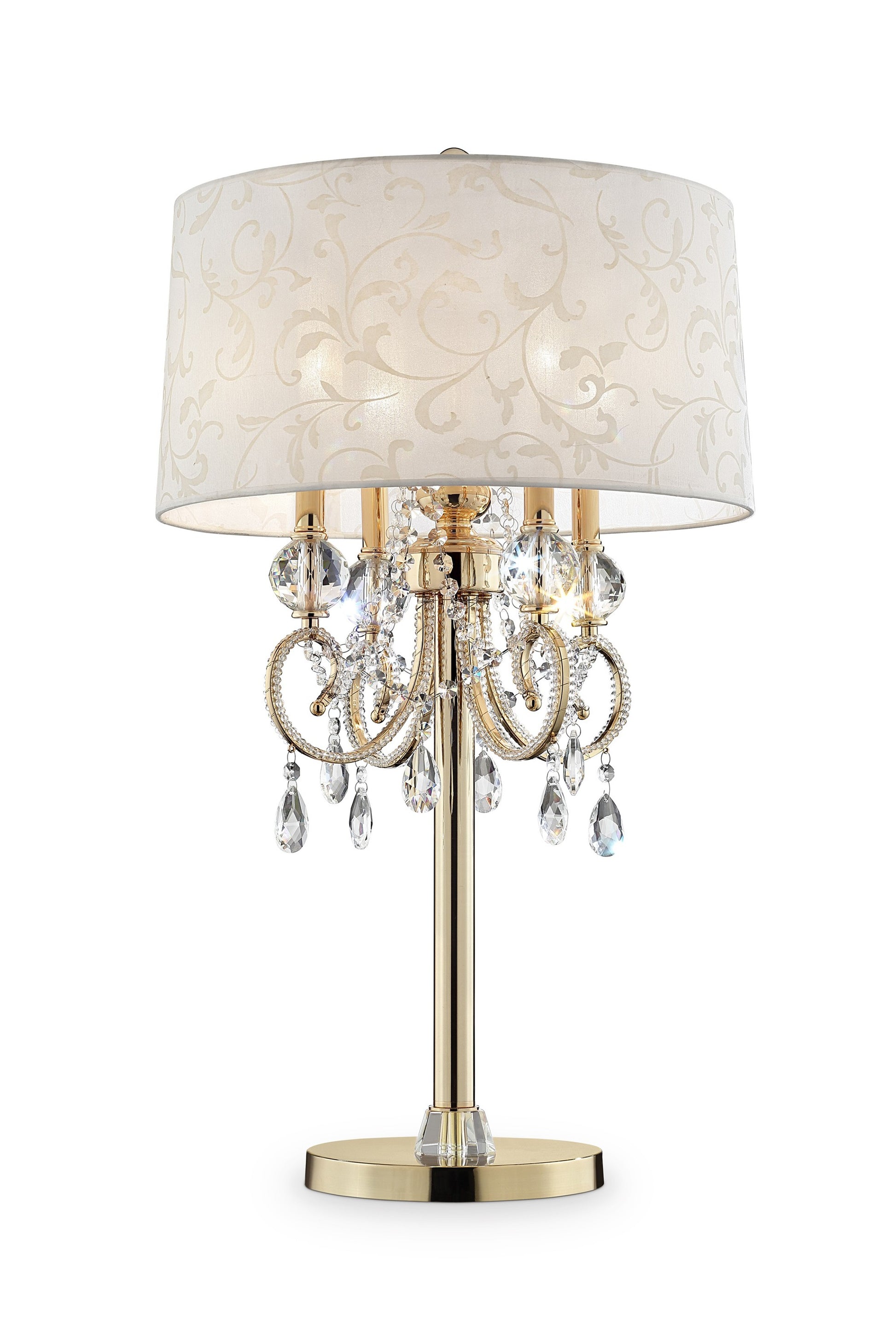 Stunning Brass Gold Finish Table Lamp with Crystal Accents By Homeroots | Table Lamps | Modishstore - 2