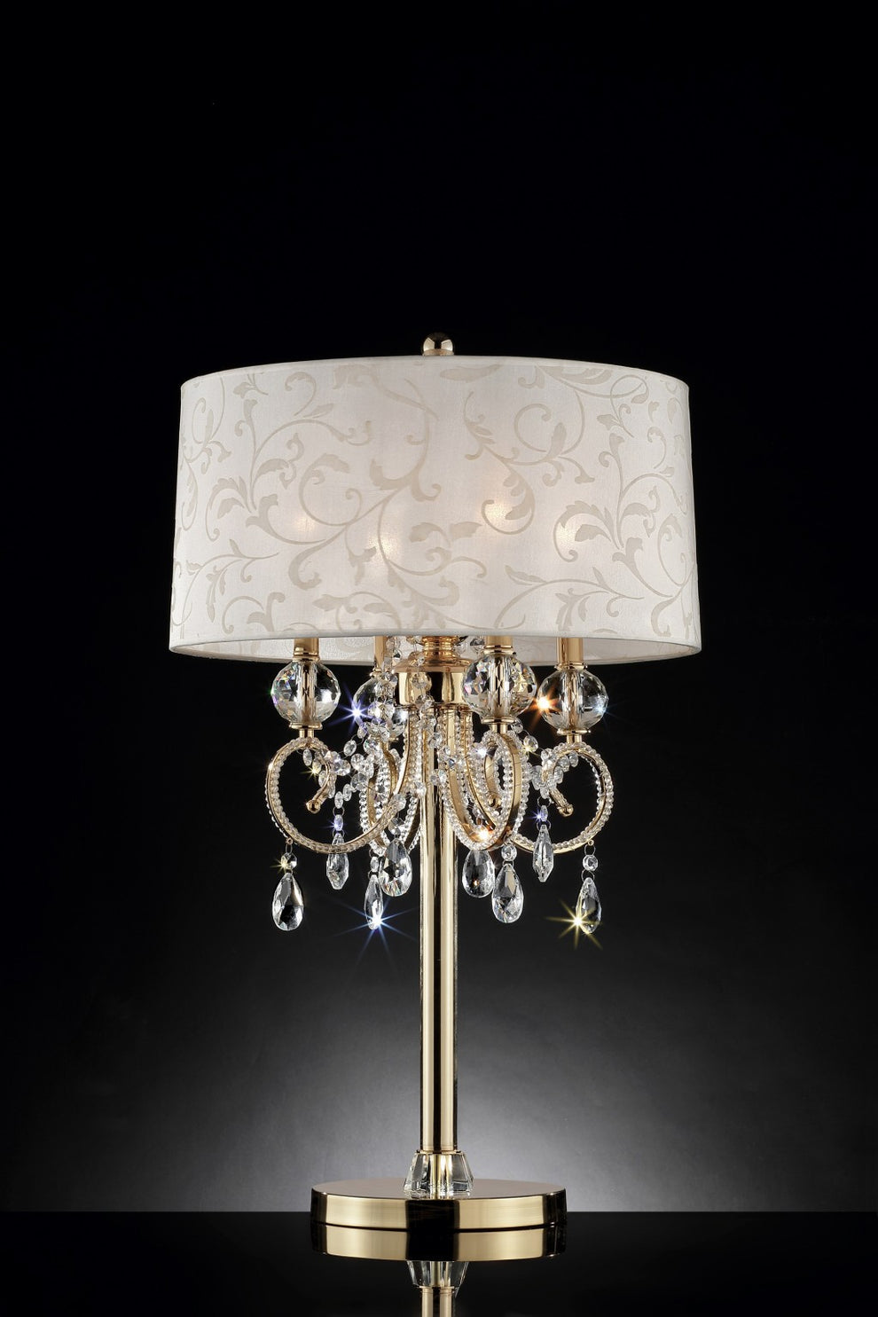 Stunning Brass Gold Finish Table Lamp with Crystal Accents By Homeroots | Table Lamps | Modishstore - 3