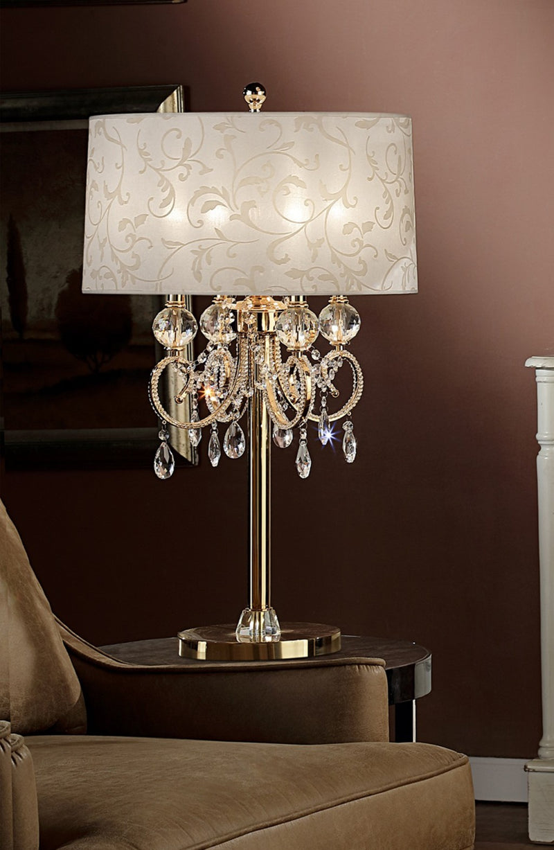Stunning Brass Gold Finish Table Lamp with Crystal Accents By Homeroots | Table Lamps | Modishstore