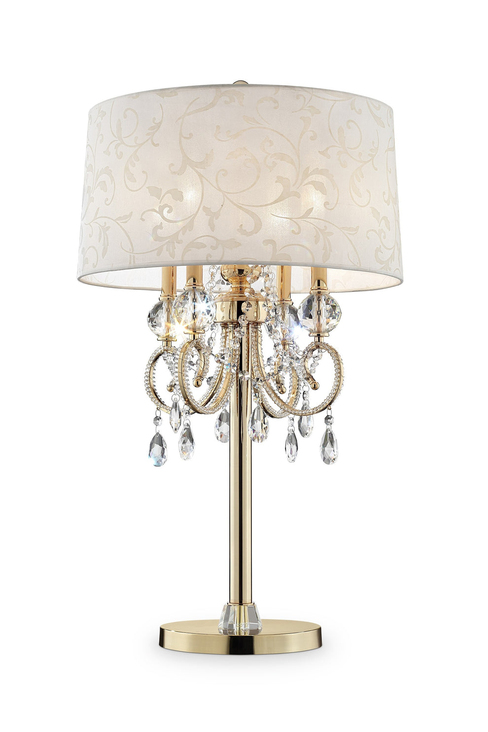 Stunning Brass Gold Finish Table Lamp with Crystal Accents By Homeroots | Table Lamps | Modishstore - 4