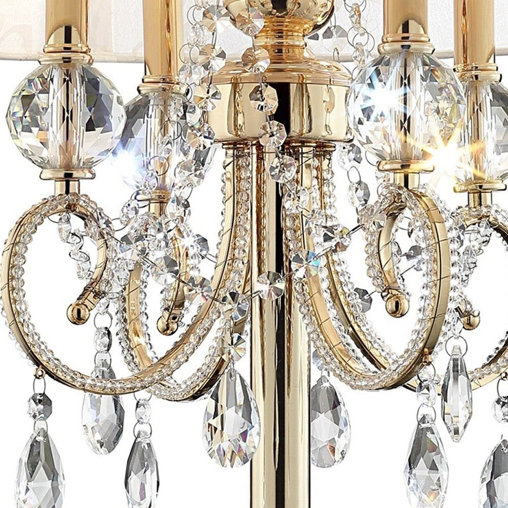 Stunning Brass Gold Finish Table Lamp with Crystal Accents By Homeroots | Table Lamps | Modishstore - 5
