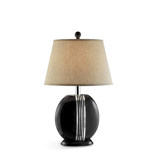 Black Polyresin Lamp with Beige Fabric Shade By Homeroots | Table Lamps | Modishstore