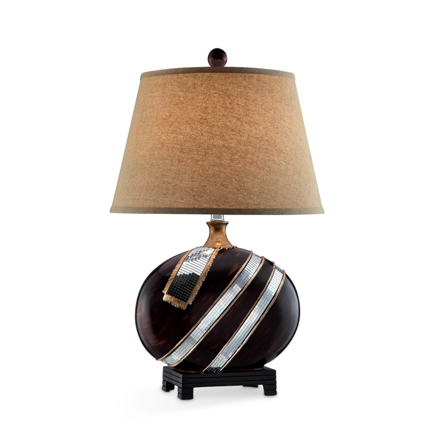 Dark Brown Polyresin Lamp with Beige Fabric Shade By Homeroots | Table Lamps | Modishstore
