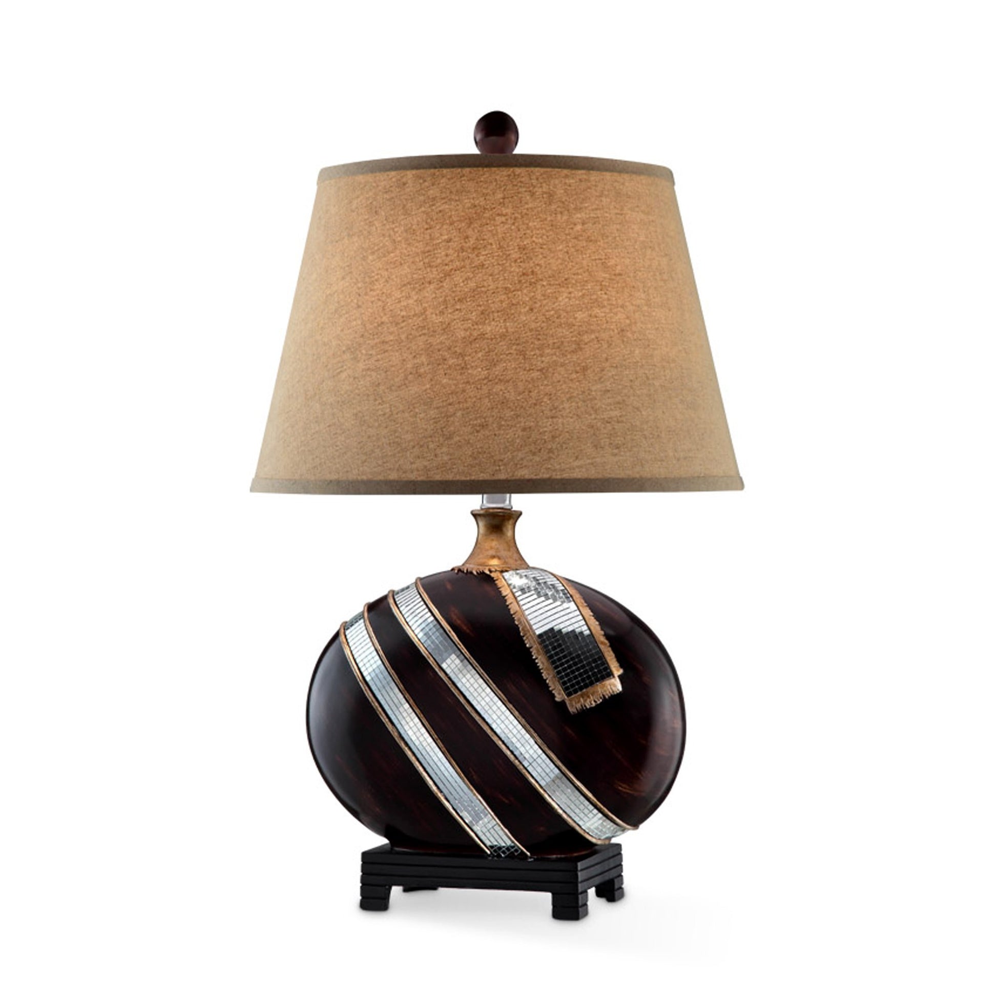 Dark Brown Polyresin Lamp with Beige Fabric Shade By Homeroots | Table Lamps | Modishstore - 2