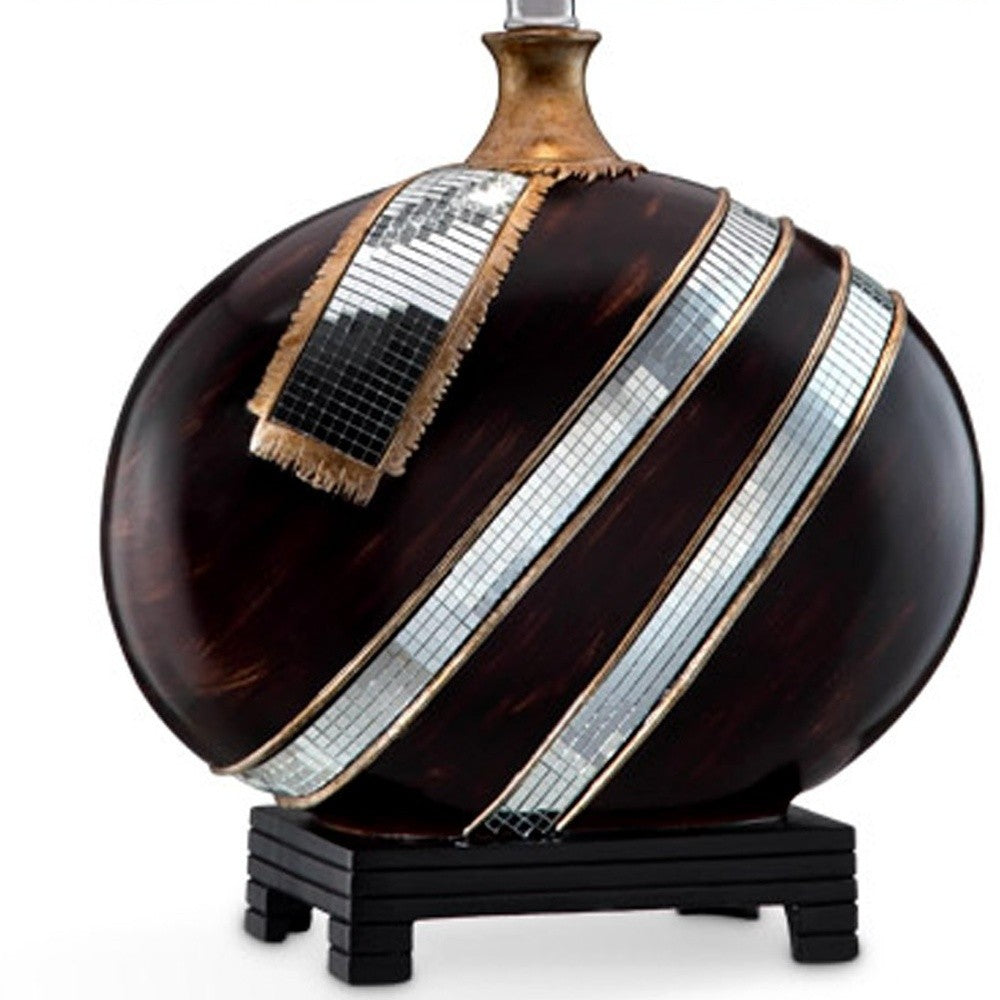 Dark Brown Polyresin Lamp with Beige Fabric Shade By Homeroots | Table Lamps | Modishstore - 3