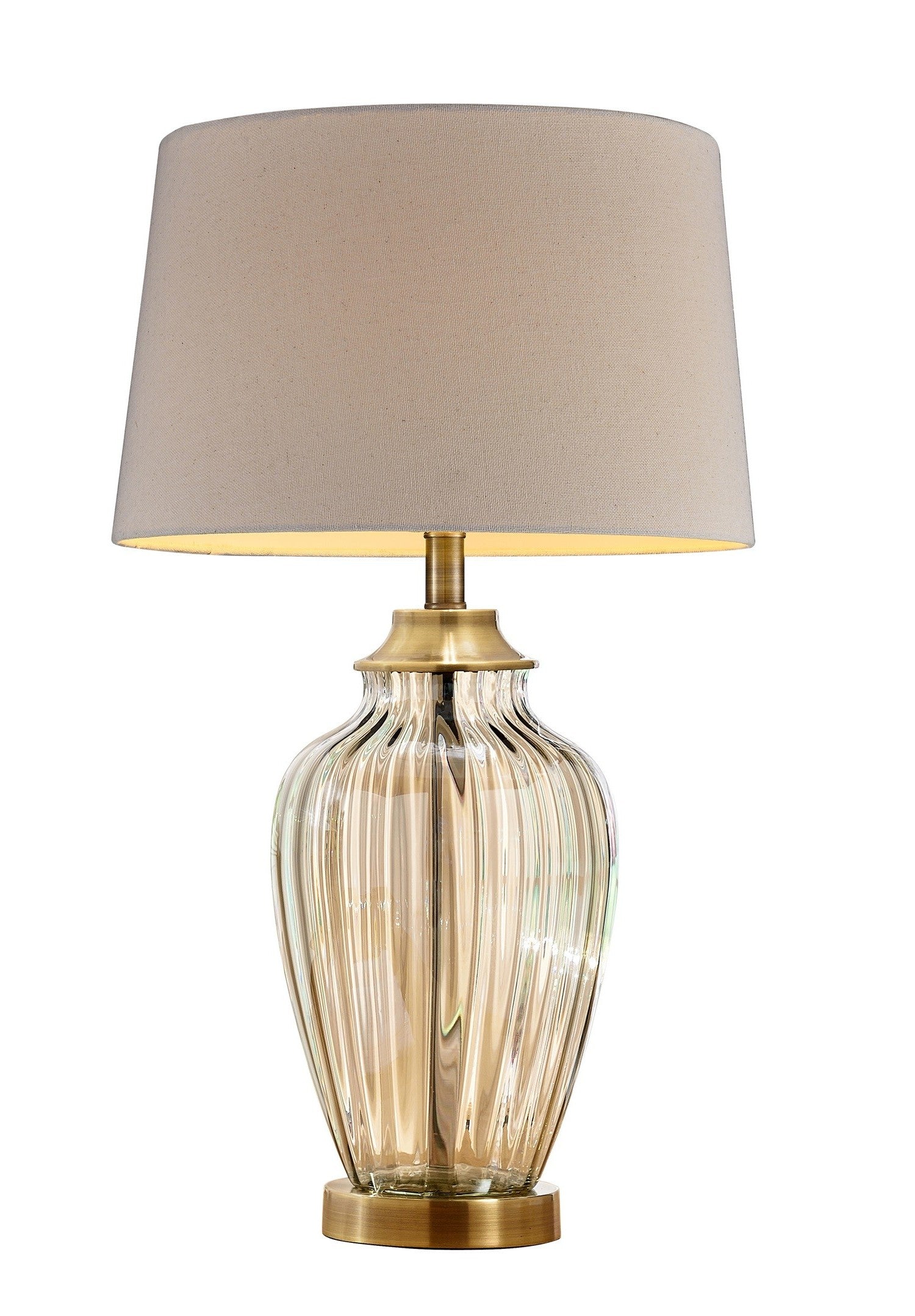 Golden Hue Glass Table Lamp with Cream Fabric Shade By Homeroots | Table Lamps | Modishstore - 3