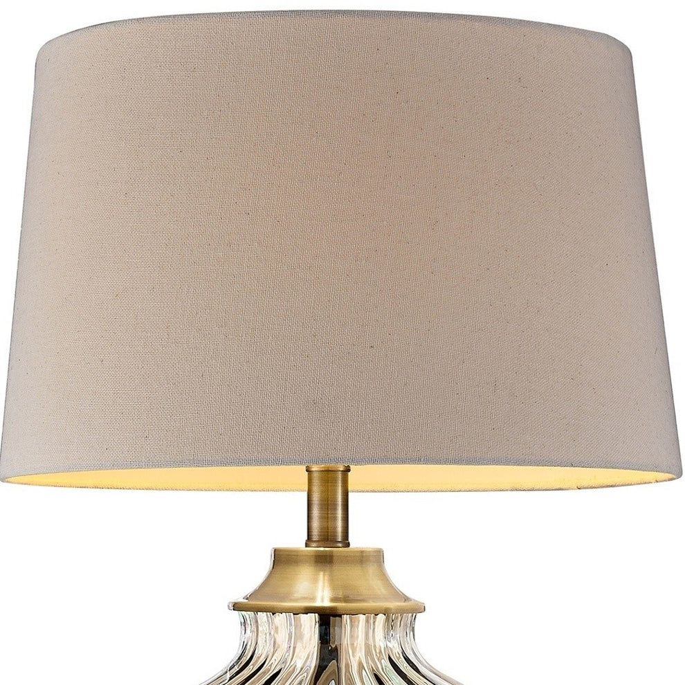 Golden Hue Glass Table Lamp with Cream Fabric Shade By Homeroots | Table Lamps | Modishstore - 4
