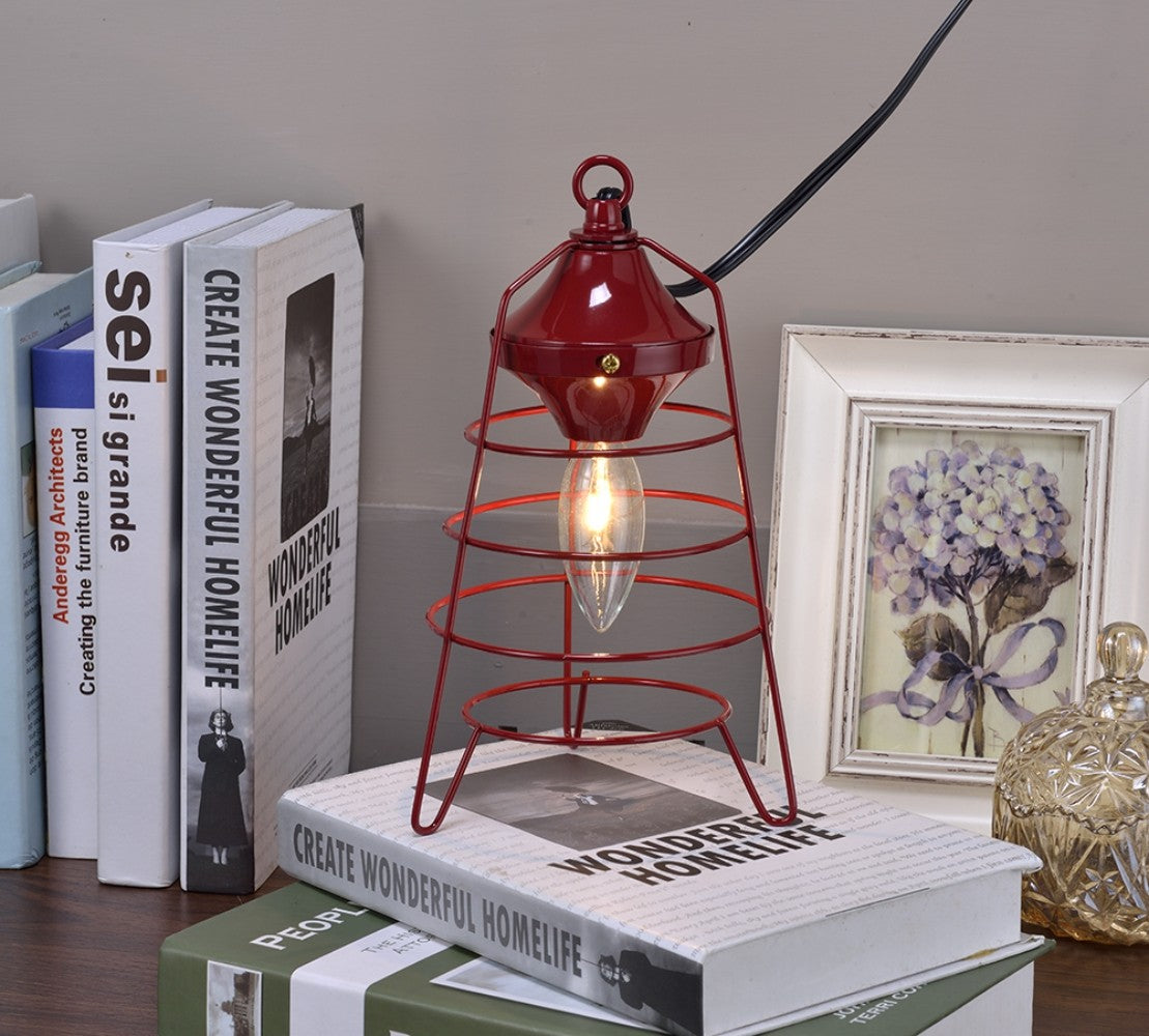 Modern Red Lantern Design Table Lamp By Homeroots | Table Lamps | Modishstore