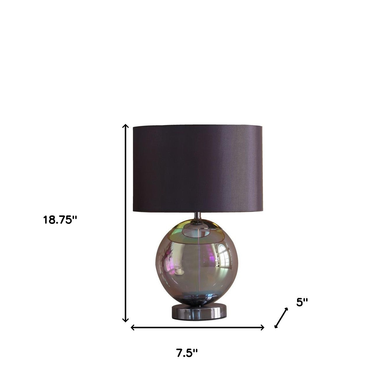 19" Iridescent Glass Globe Table Lamp With Gray Classic Drum Shade By Homeroots | Table Lamps | Modishstore - 7