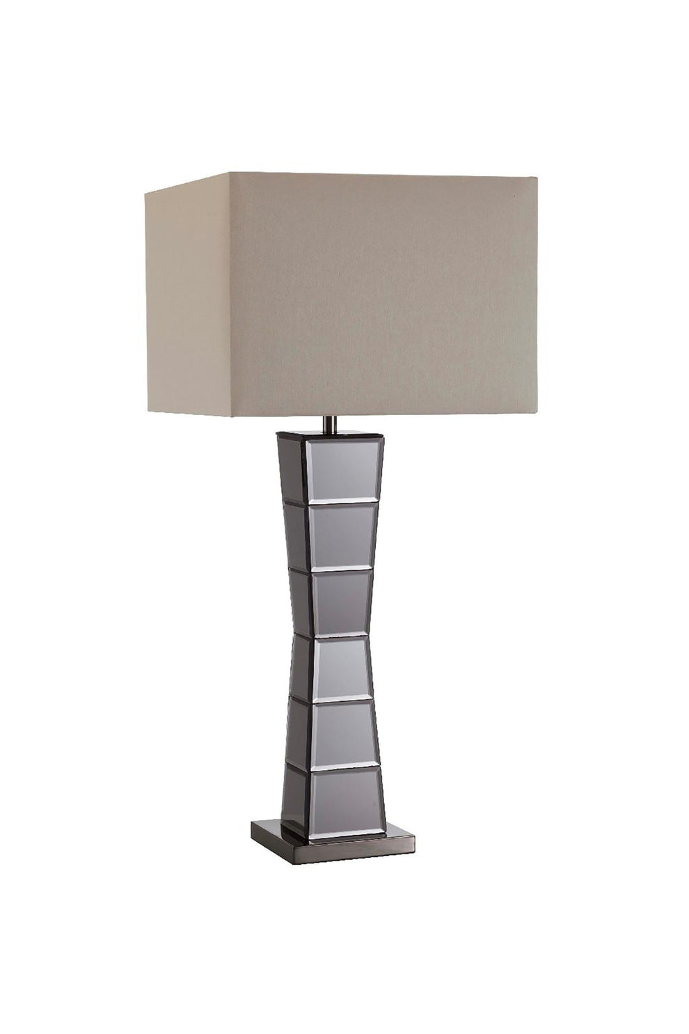 Black Glass Tower Table Lamp with Beige Fabric Shade By Homeroots | Table Lamps | Modishstore - 3