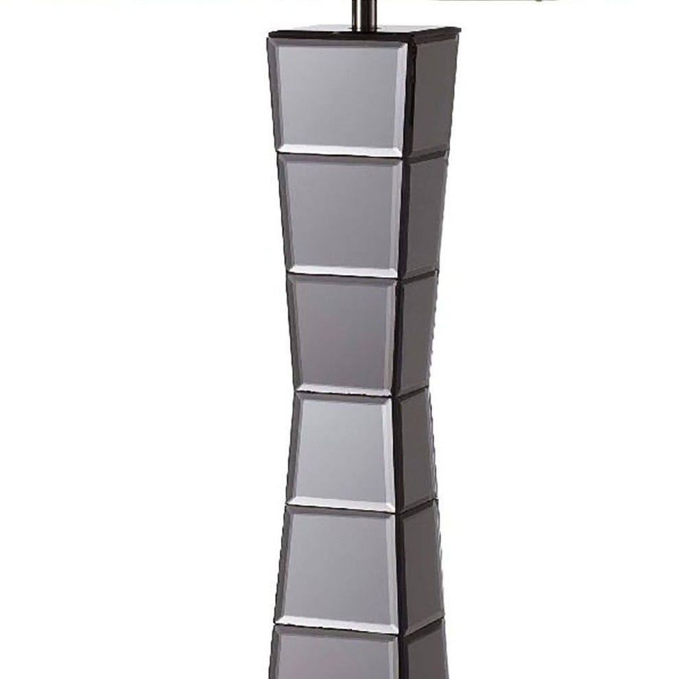 Black Glass Tower Table Lamp with Beige Fabric Shade By Homeroots | Table Lamps | Modishstore - 4