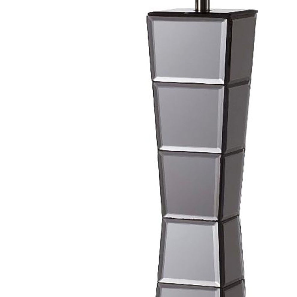 Black Glass Tower Table Lamp with Beige Fabric Shade By Homeroots | Table Lamps | Modishstore - 5