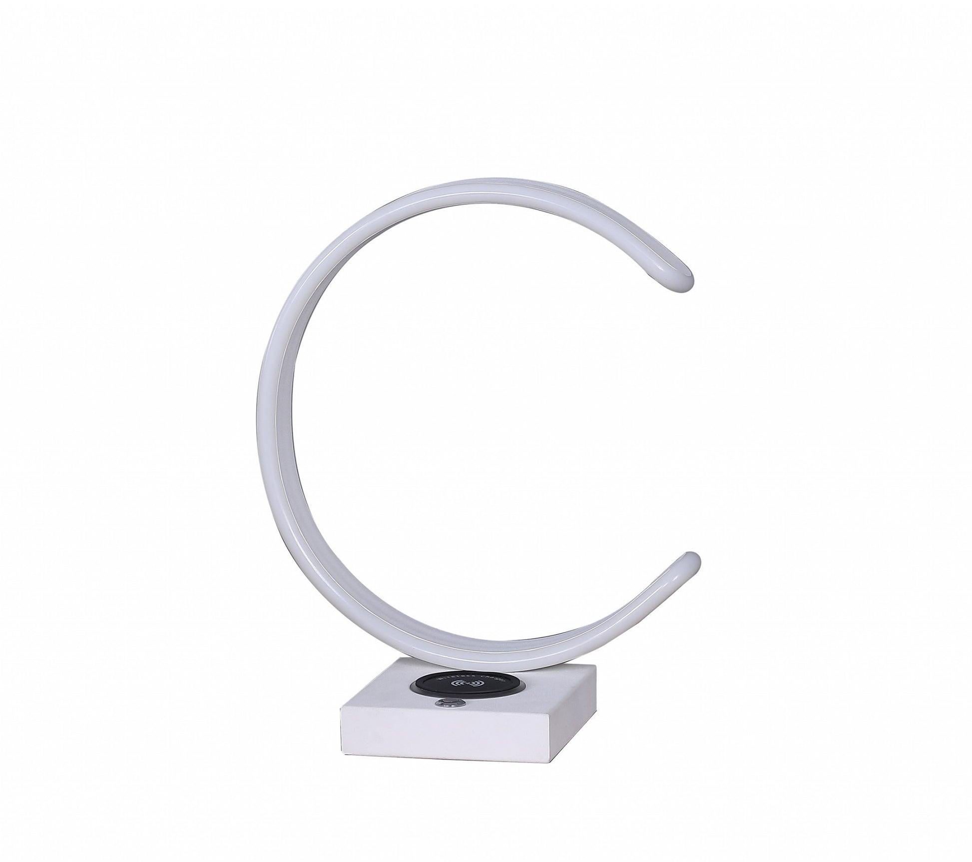 14" White Metal LED with USB Wireless Charger Table Lamp By Homeroots | Table Lamps | Modishstore