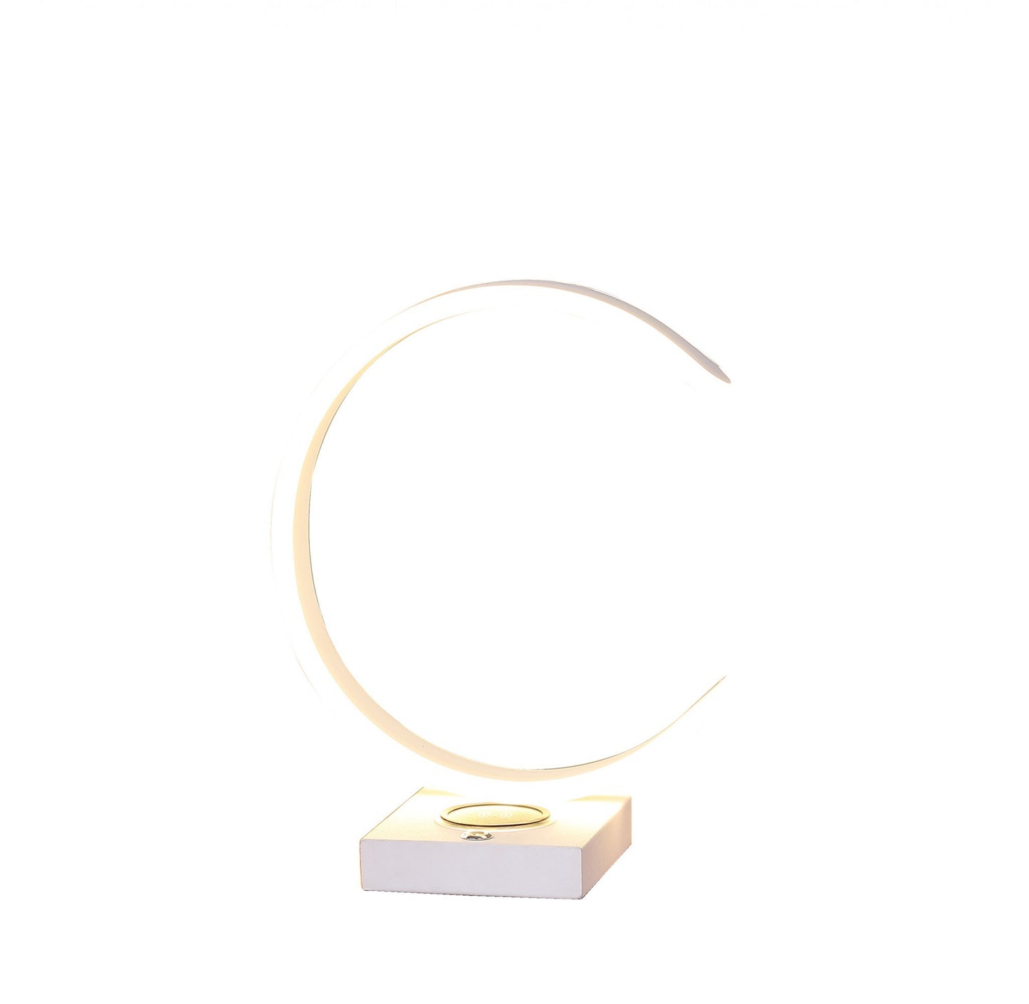 14" White Metal LED with USB Wireless Charger Table Lamp By Homeroots | Table Lamps | Modishstore - 4