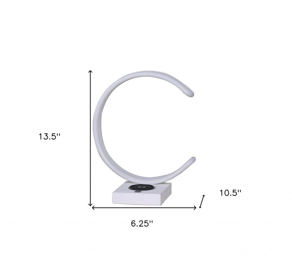 14" White Metal LED with USB Wireless Charger Table Lamp By Homeroots | Table Lamps | Modishstore - 7