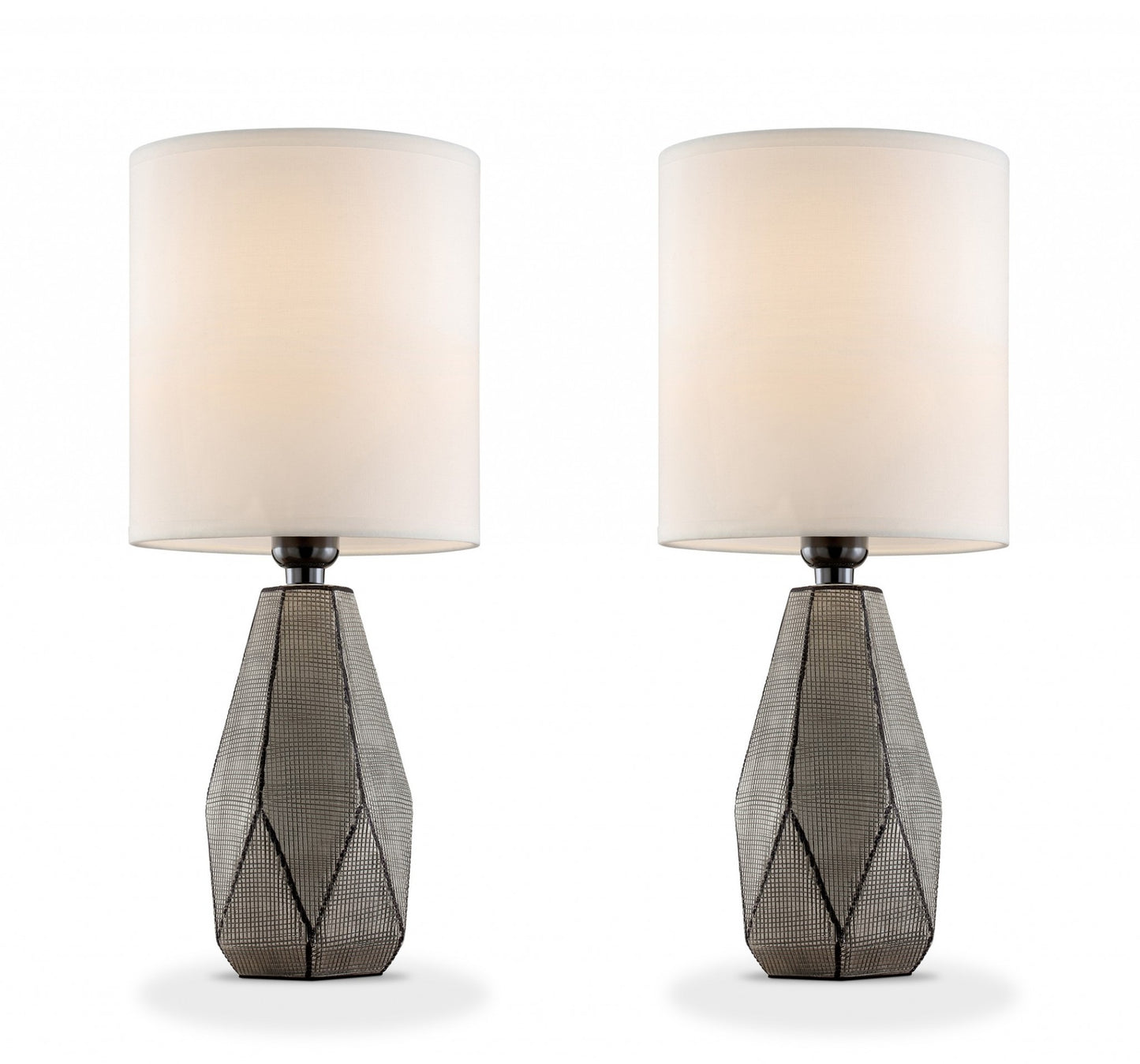 Set of Two Grey and Black Faceted Table Lamps By Homeroots | Table Lamps | Modishstore - 2