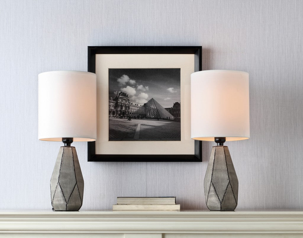 Set of Two Grey and Black Faceted Table Lamps By Homeroots | Table Lamps | Modishstore