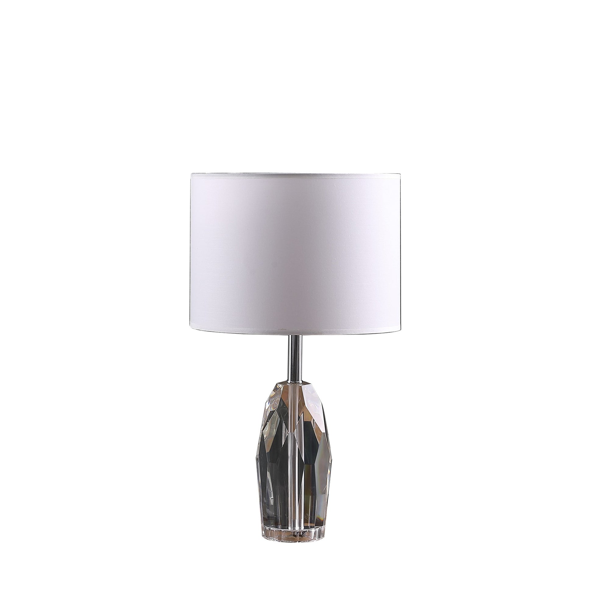 19" Chrome and Faceted Crystal Urn Table Lamp With White Drum Shade By Homeroots | Table Lamps | Modishstore