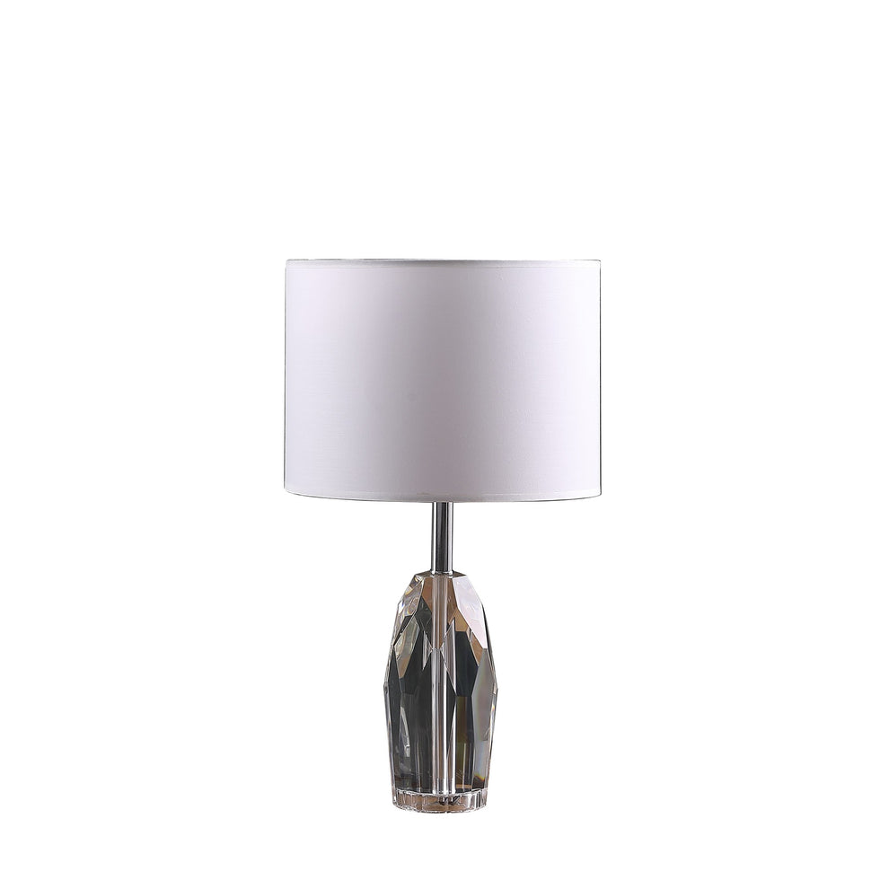 19" Chrome and Faceted Crystal Urn Table Lamp With White Drum Shade By Homeroots | Table Lamps | Modishstore - 3