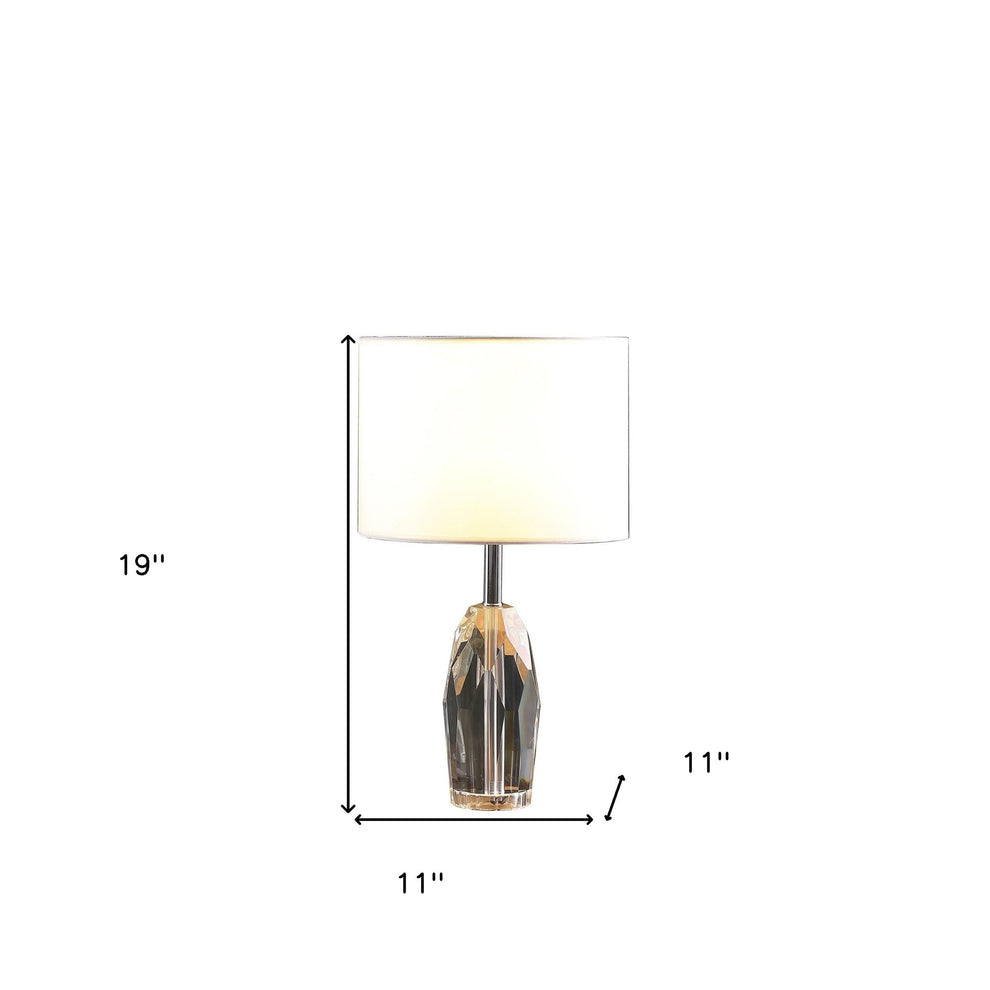 19" Chrome and Faceted Crystal Urn Table Lamp With White Drum Shade By Homeroots | Table Lamps | Modishstore - 6
