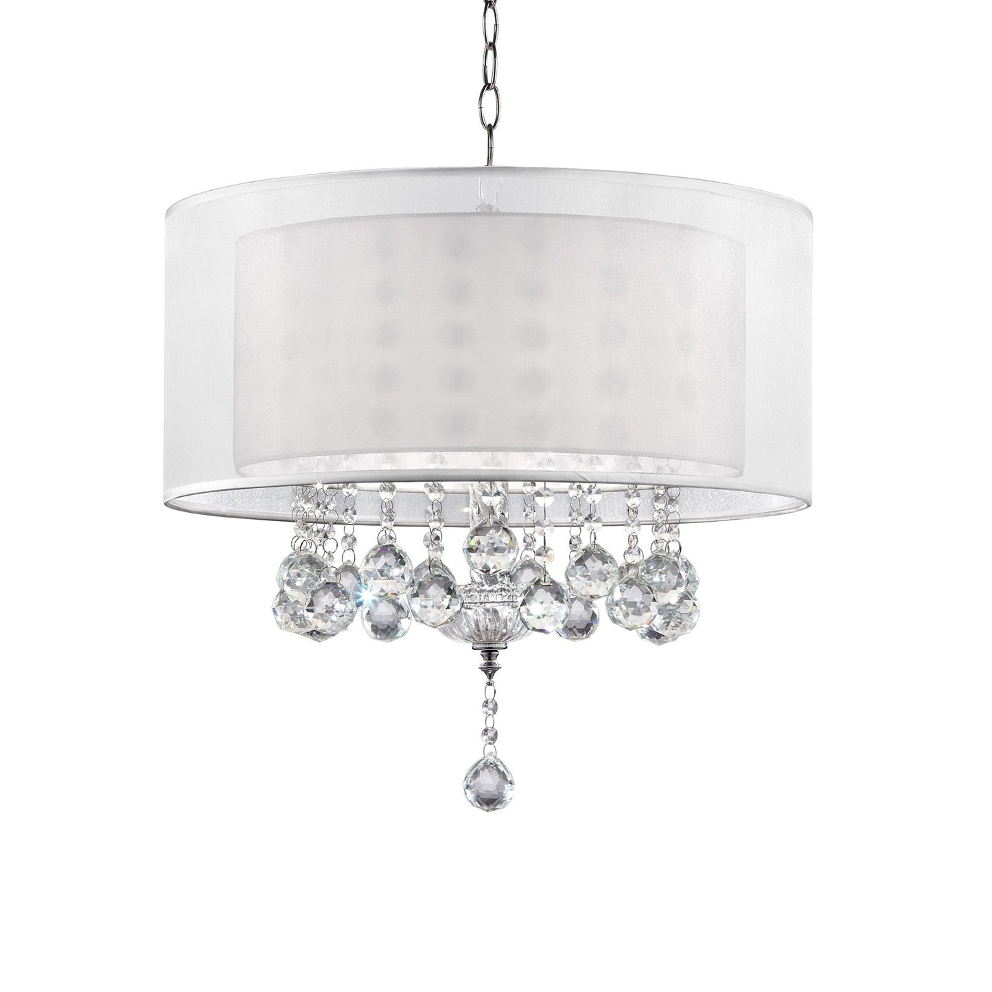 Chic Silver Ceiling Lamp with Crystal Accents and Silver Shade By Homeroots | Ceiling Lamps | Modishstore - 2