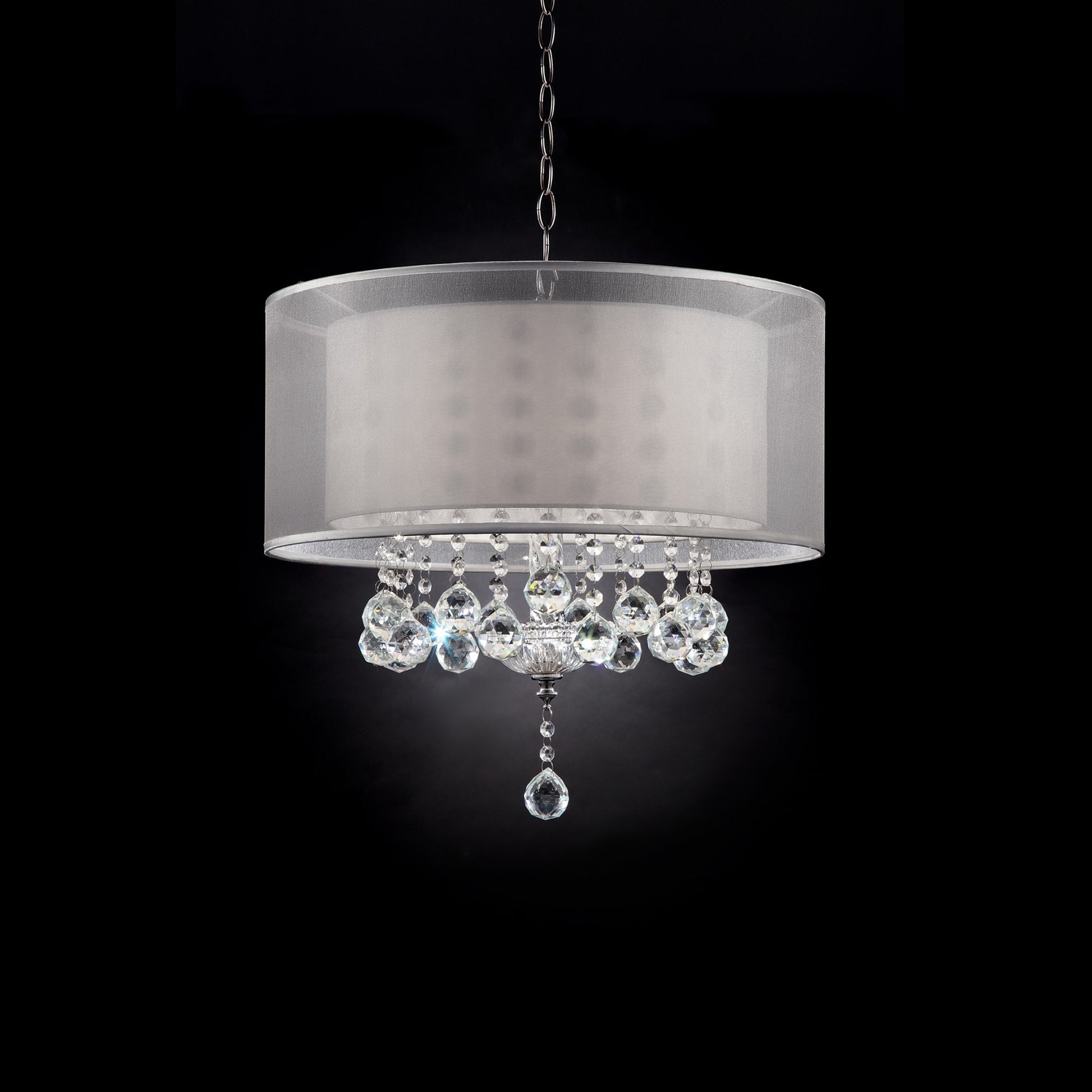 Chic Silver Ceiling Lamp with Crystal Accents and Silver Shade By Homeroots | Ceiling Lamps | Modishstore - 2
