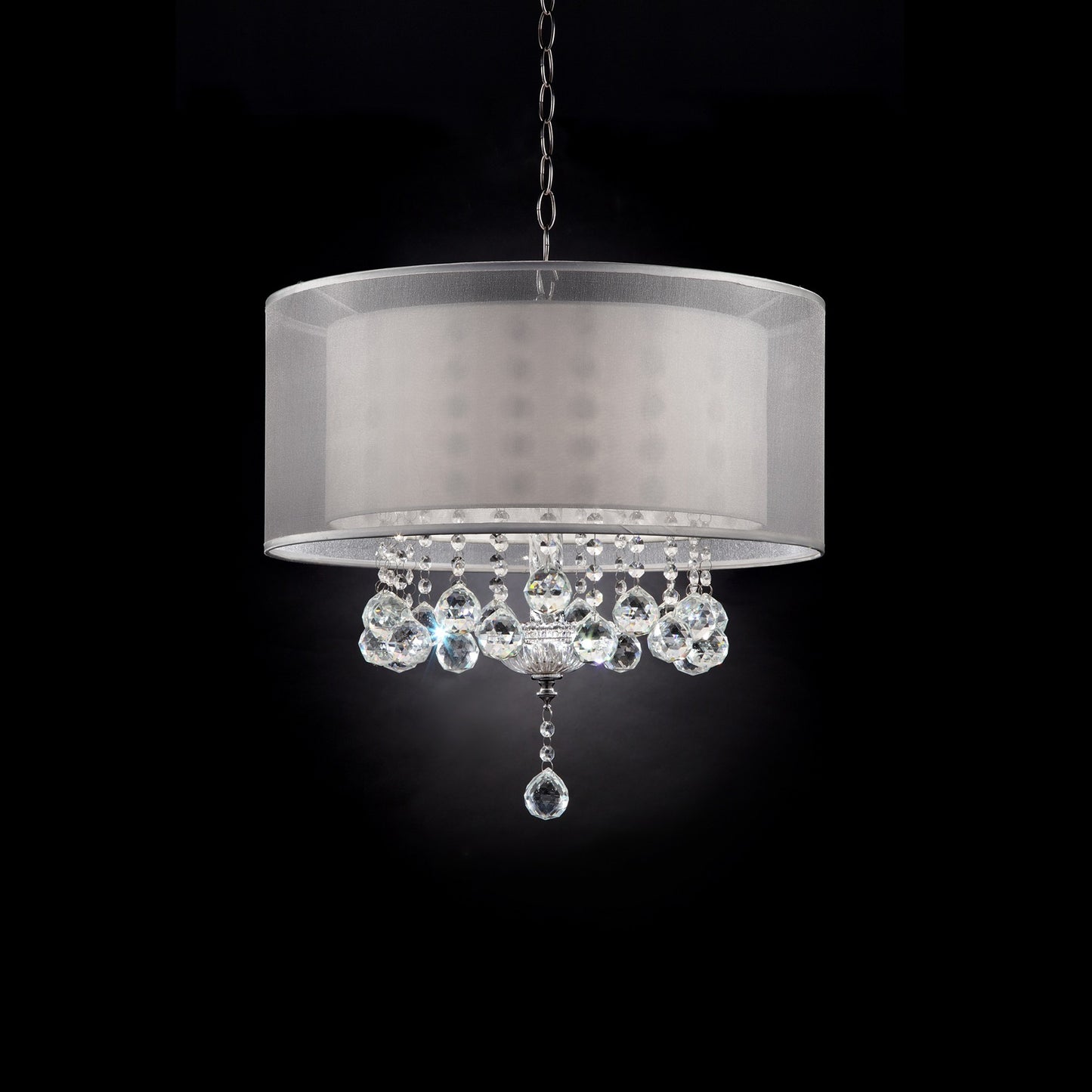 Chic Silver Ceiling Lamp with Crystal Accents and Silver Shade By Homeroots | Ceiling Lamps | Modishstore - 3