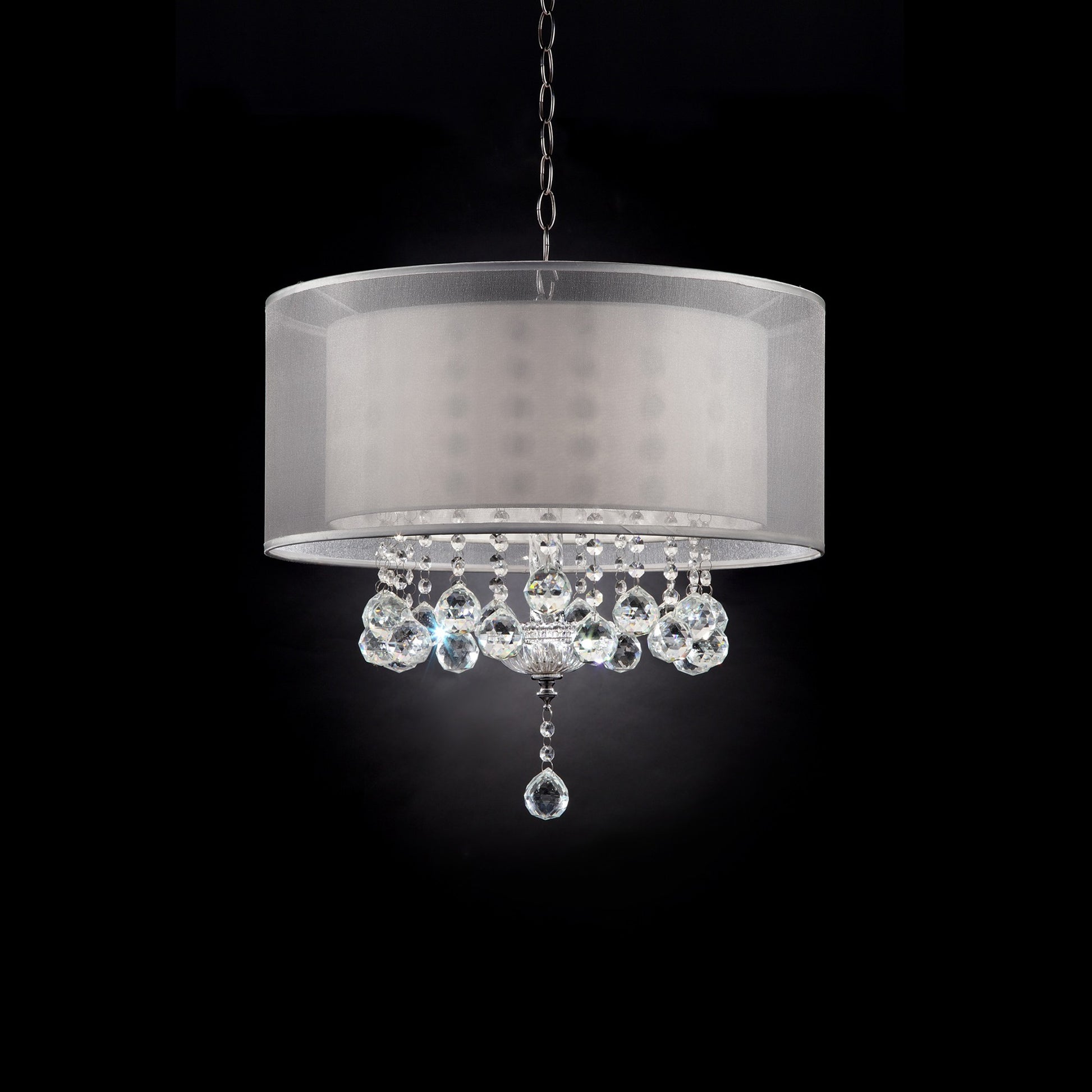 Chic Silver Ceiling Lamp with Crystal Accents and Silver Shade By Homeroots | Ceiling Lamps | Modishstore - 3