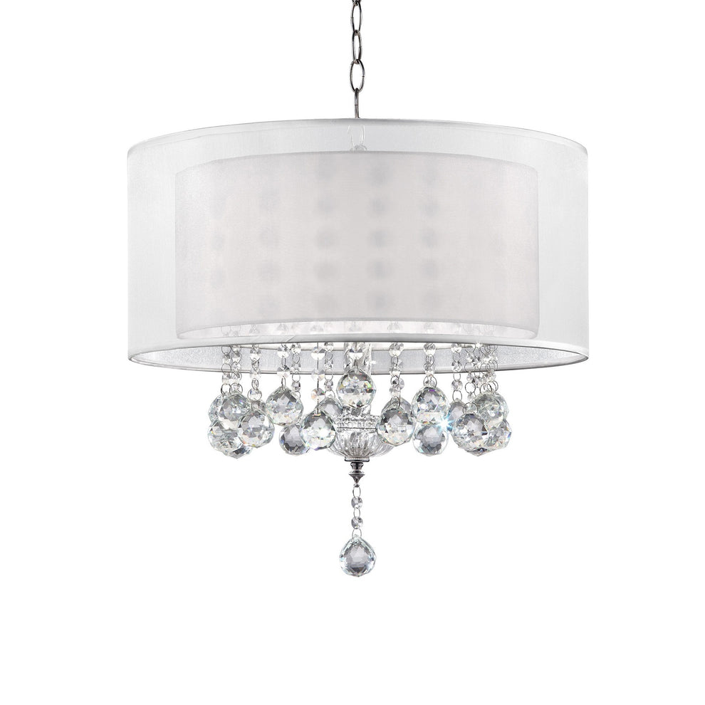 Chic Silver Ceiling Lamp with Crystal Accents and Silver Shade By Homeroots | Ceiling Lamps | Modishstore - 4
