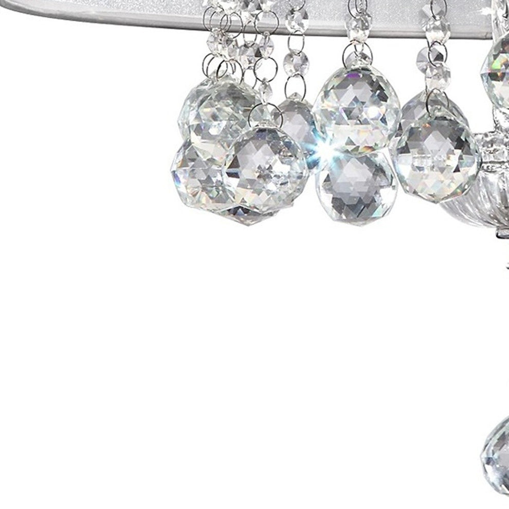 Chic Silver Ceiling Lamp with Crystal Accents and Silver Shade By Homeroots | Ceiling Lamps | Modishstore - 5