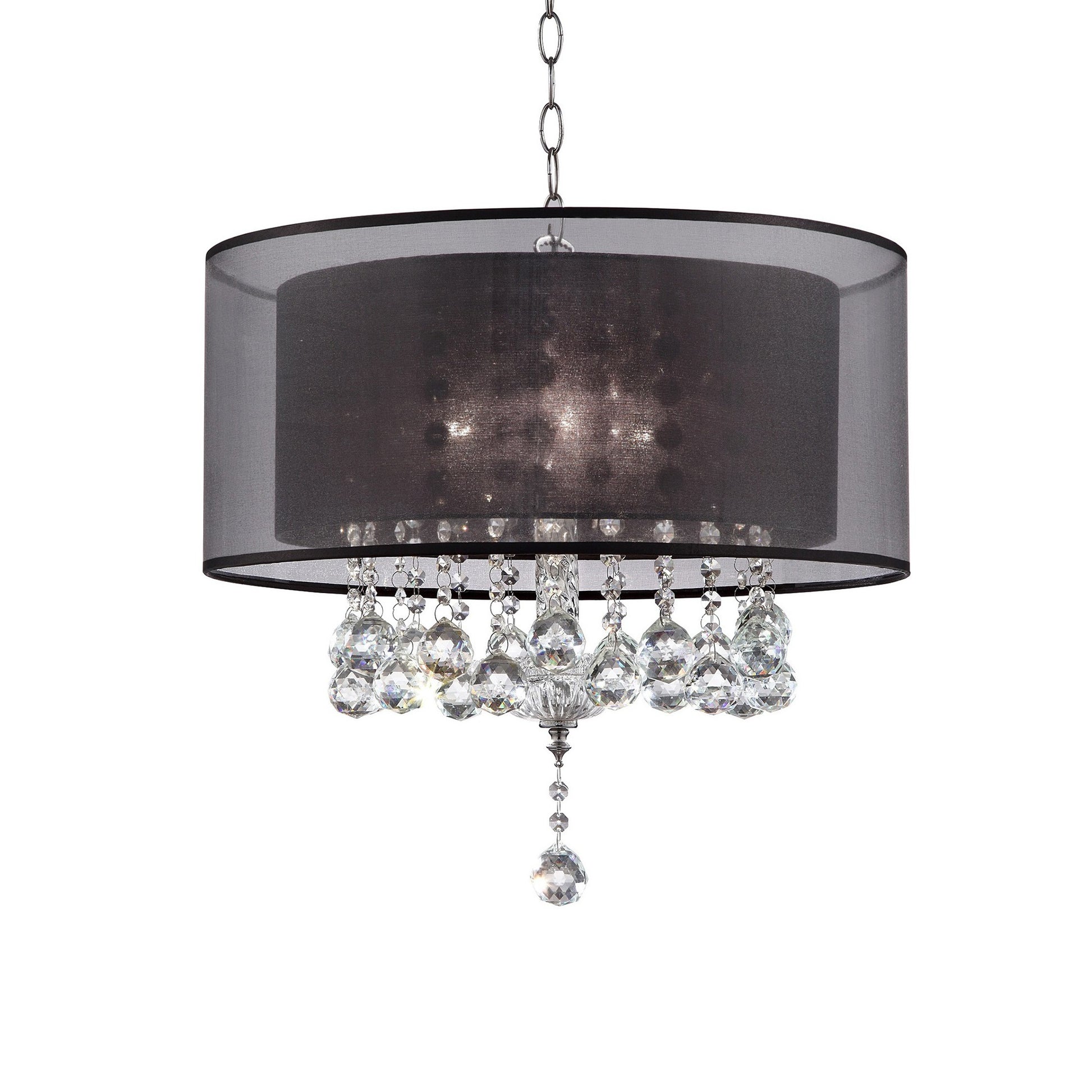 Contempo Silver Ceiling Lamp with Black Shade and Crystal Accents By Homeroots | Ceiling Lamps | Modishstore - 2