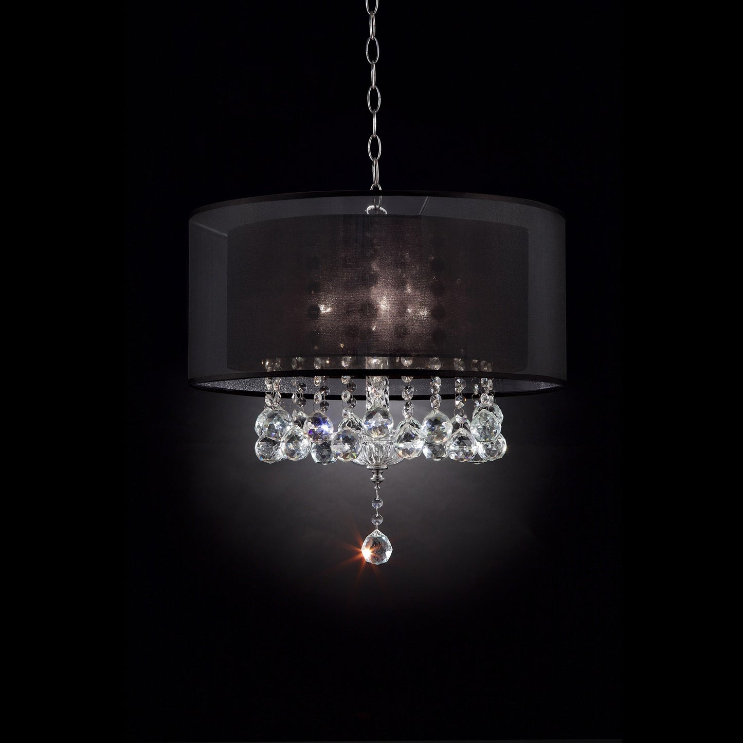 Contempo Silver Ceiling Lamp with Black Shade and Crystal Accents By Homeroots | Ceiling Lamps | Modishstore - 3