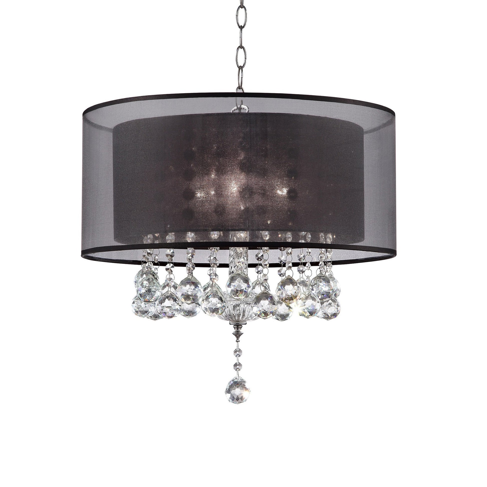 Contempo Silver Ceiling Lamp with Black Shade and Crystal Accents By Homeroots | Ceiling Lamps | Modishstore - 4