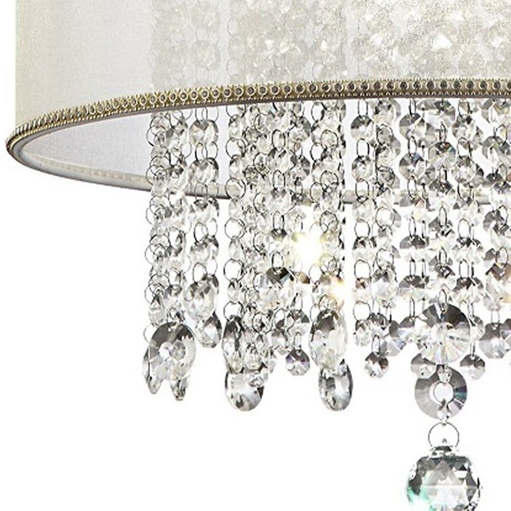 Primo Gold Finish Ceiling Lamp with Crystal Accents and White Shade By Homeroots | Ceiling Lamps | Modishstore - 5