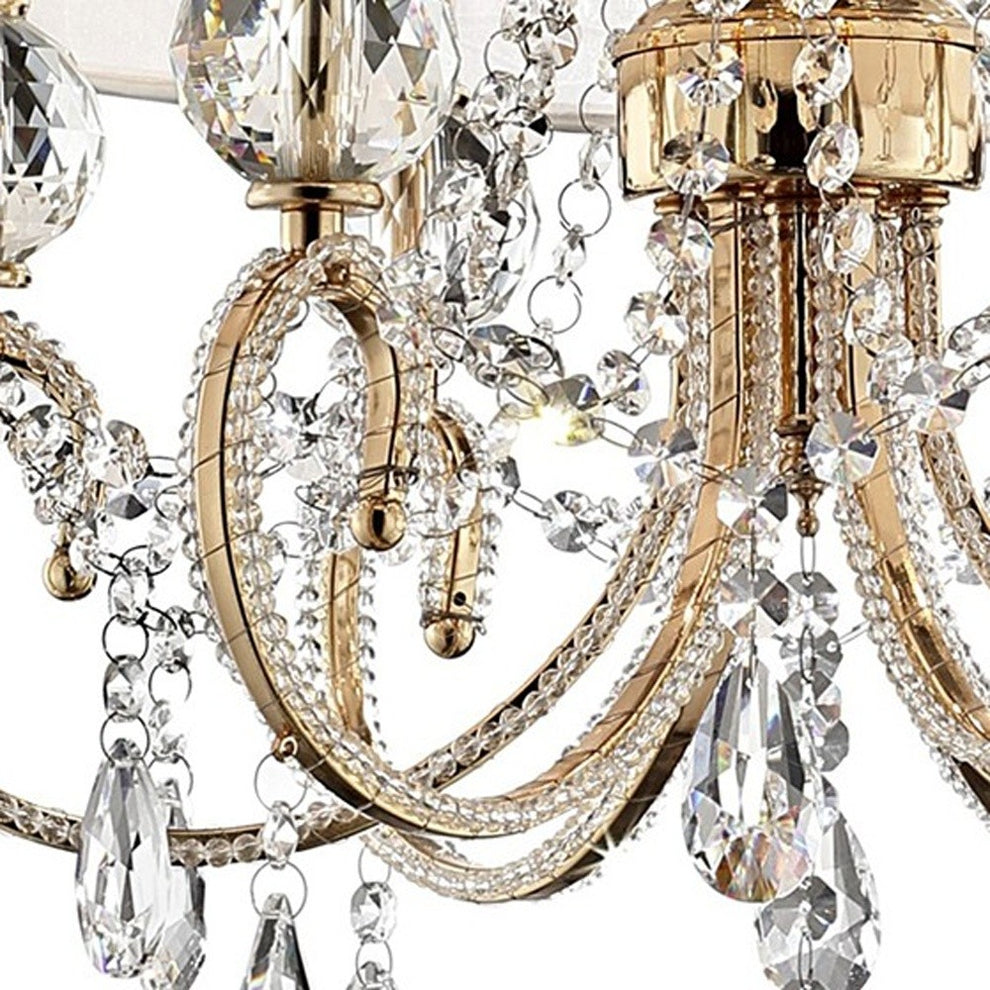 Stunning Brass Gold Finish Ceiling Lamp with Crystal Accents By Homeroots | Ceiling Lamps | Modishstore - 6