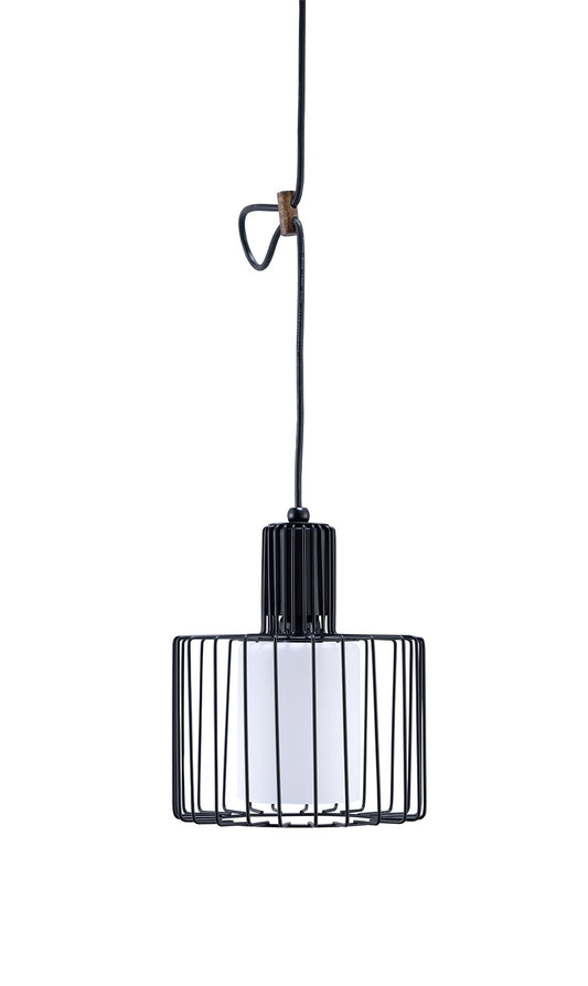 Black Metal Cage Hanging Light By Homeroots | Chandeliers | Modishstore