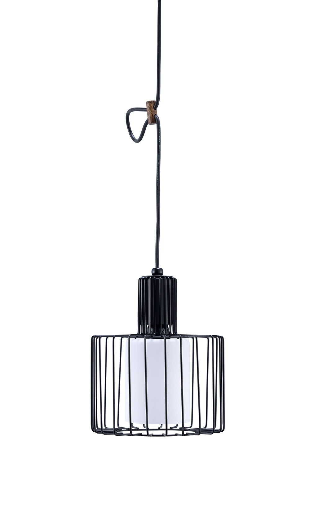 Black Metal Cage Hanging Light By Homeroots | Chandeliers | Modishstore - 2