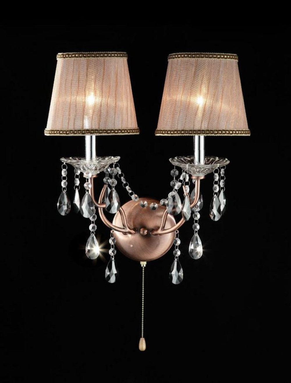 Silver and Pink Faux Crystal Dual Light Hanging Wall Sconce By Homeroots | Sconces | Modishstore