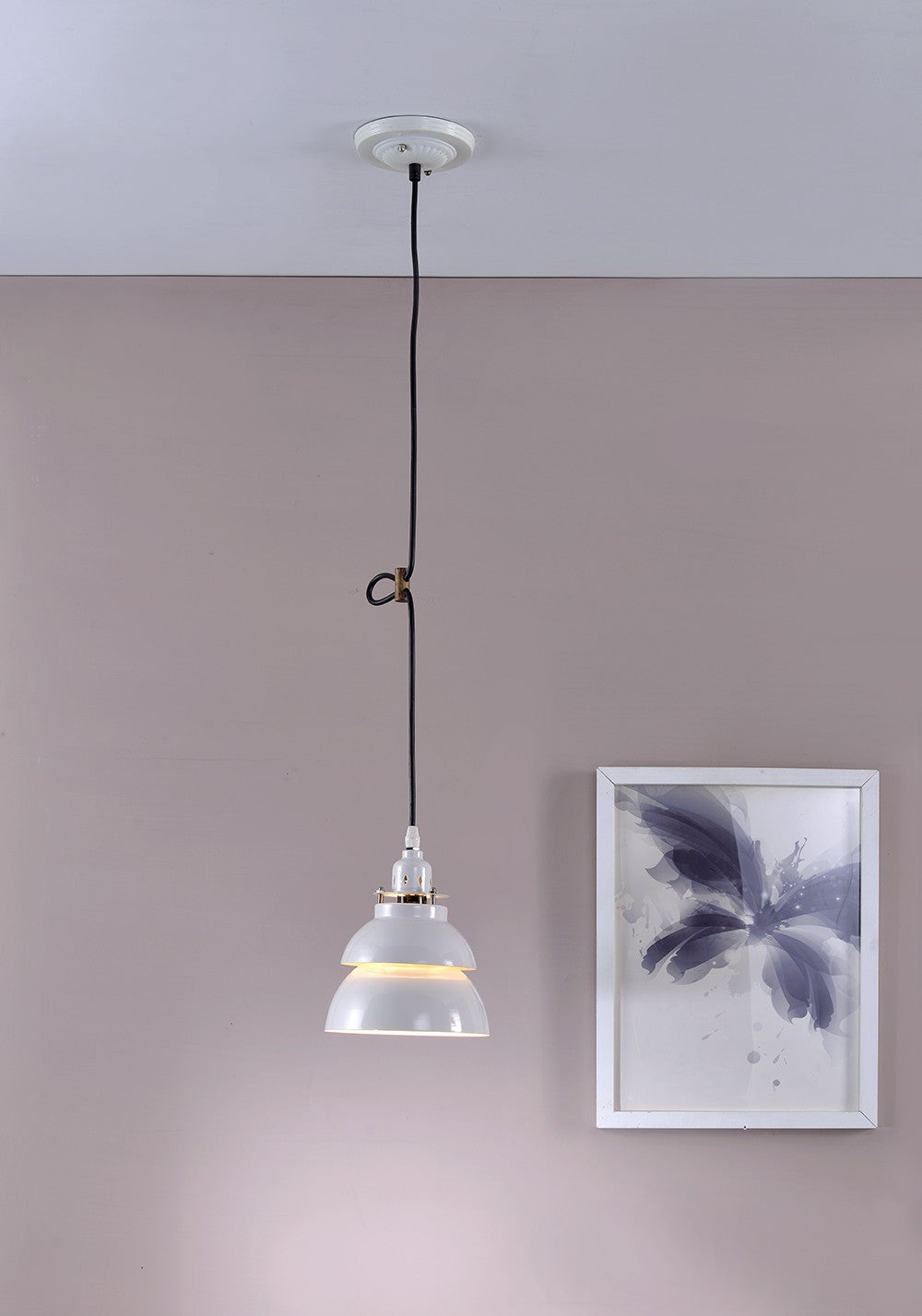 Industrial Two Tier White Metal Hanging Light By Homeroots | Pendant Lamps | Modishstore