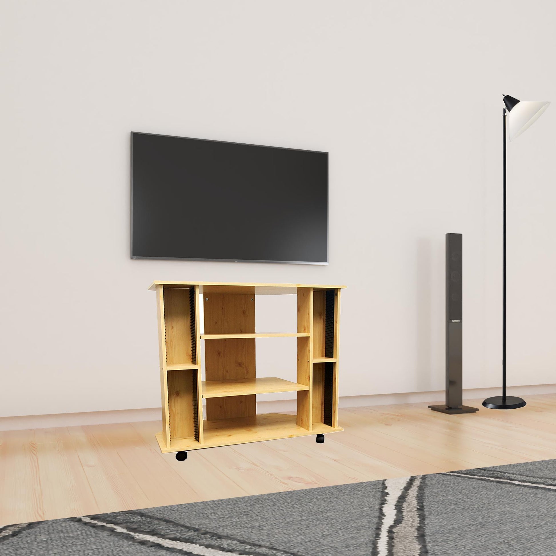 35" Wood Brown Open Shelving TV Stand By Homeroots | TV Stands | Modishstore