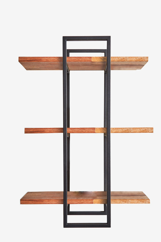 Modern Black and Natural Deouble Rectangle Hanging Wall Shelves By Homeroots | Shelves & Shelving Units | Modishstore