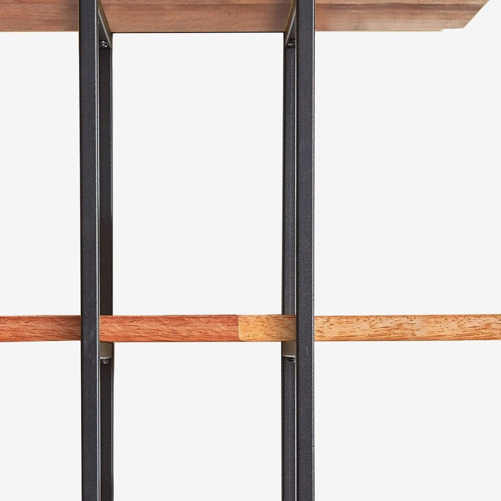 Modern Black and Natural Deouble Rectangle Hanging Wall Shelves By Homeroots | Shelves & Shelving Units | Modishstore - 5