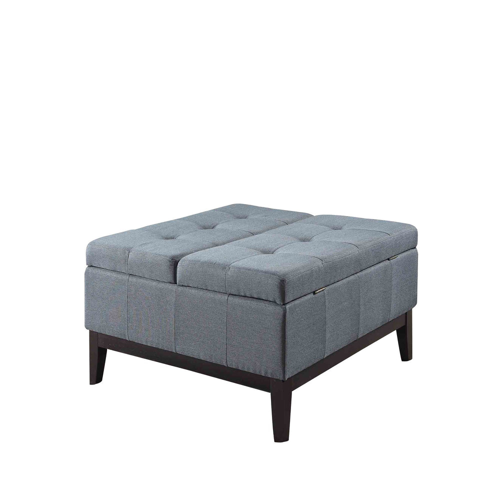 36” Slate Blue and Black Ottoman with Hidden Storage By Homeroots | End Tables | Modishstore - 2
