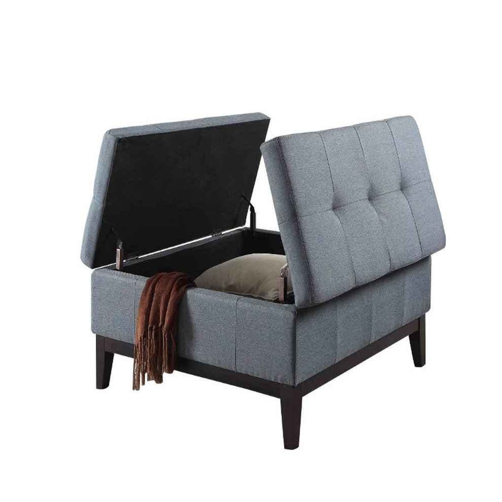 36” Slate Blue and Black Ottoman with Hidden Storage By Homeroots | End Tables | Modishstore - 3