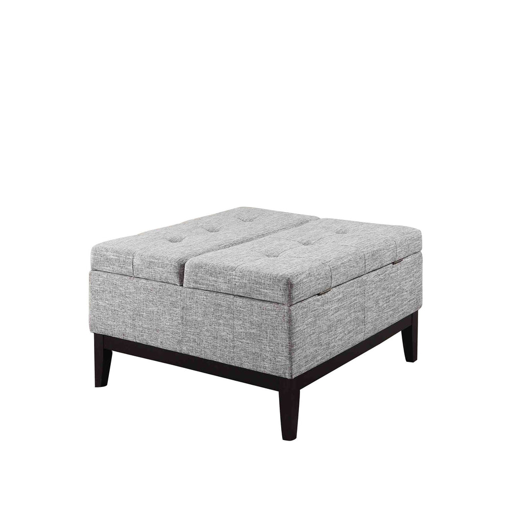 36” Heathered Gray and Black Ottoman with Hidden Storage By Homeroots | End Tables | Modishstore - 2