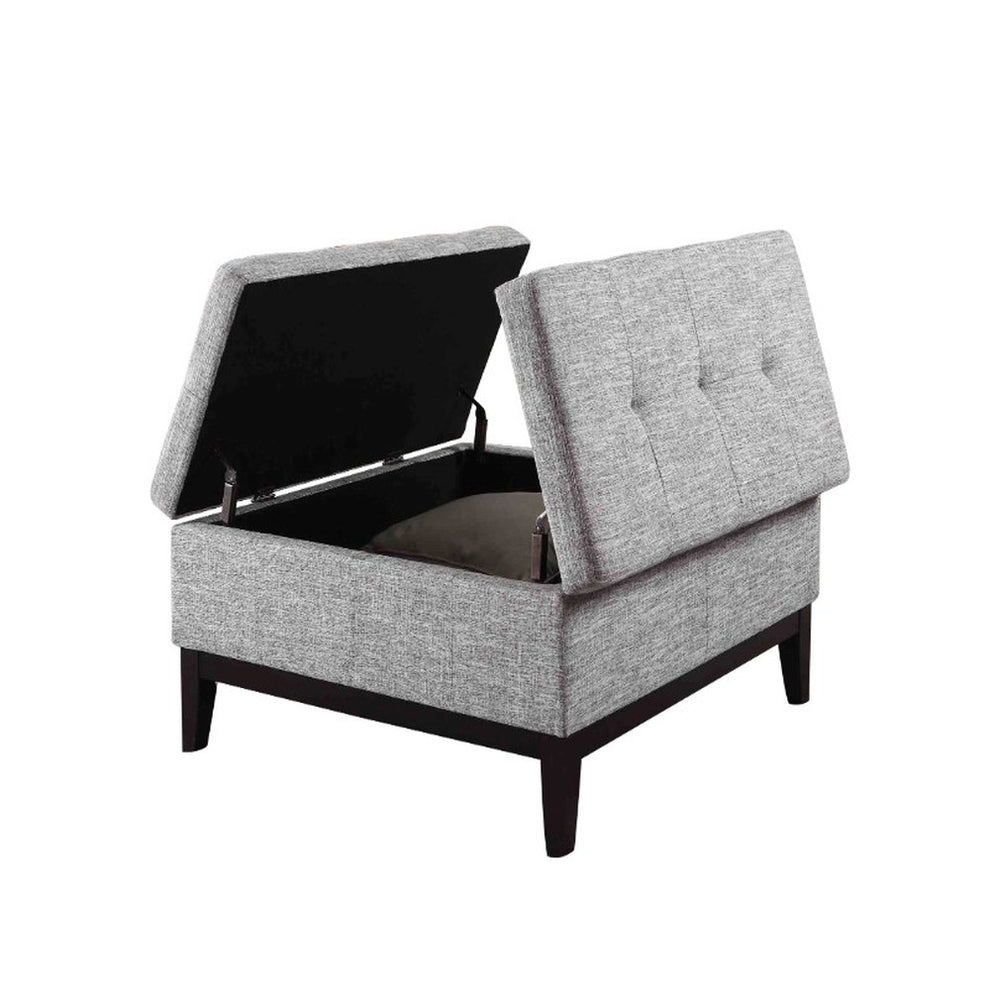 36” Heathered Gray and Black Ottoman with Hidden Storage By Homeroots | End Tables | Modishstore - 3