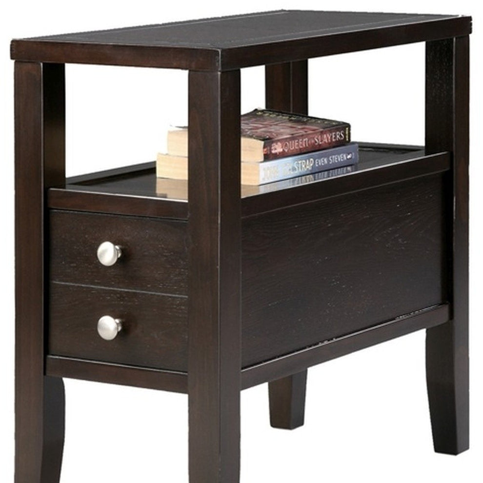 24" Brown Solid Wood Rectangular End Table With Two Drawers By Homeroots | End Tables | Modishstore - 3