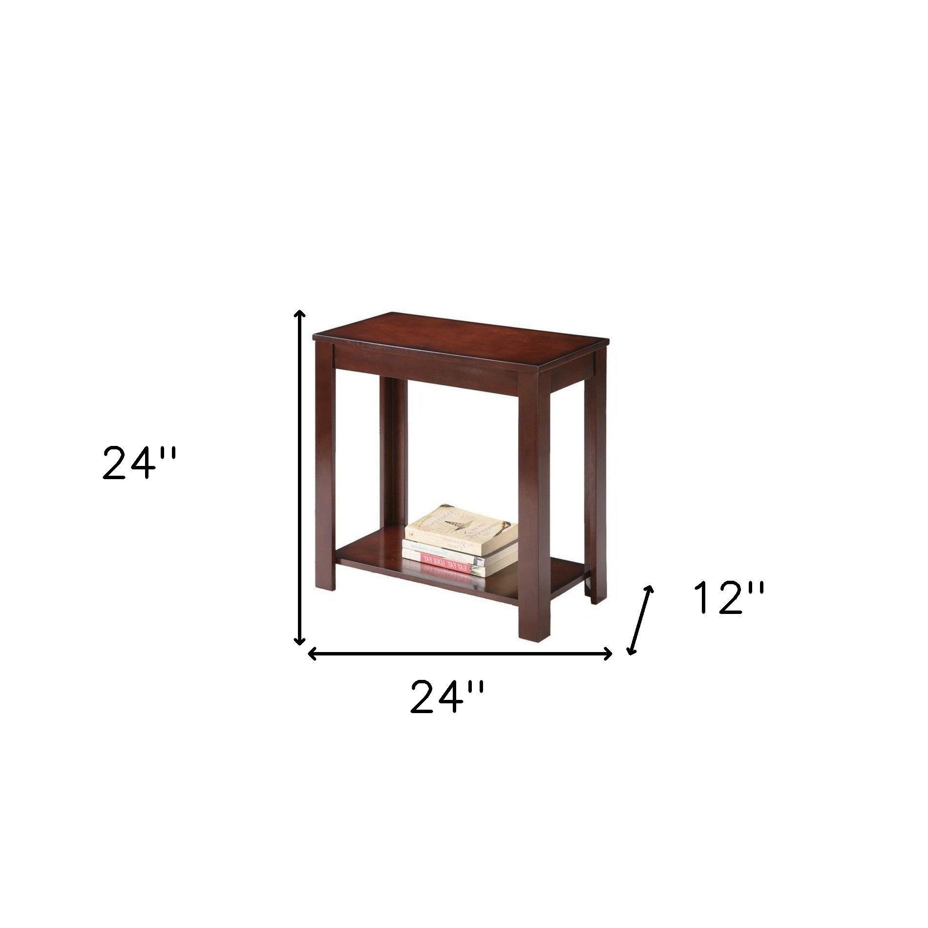 24" Brown End Table With Shelf By Homeroots | End Tables | Modishstore - 6