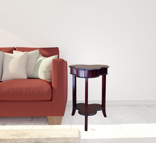 28" Brown Solid And Manufactured Wood Free Form End Table With Shelf By Homeroots | End Tables | Modishstore