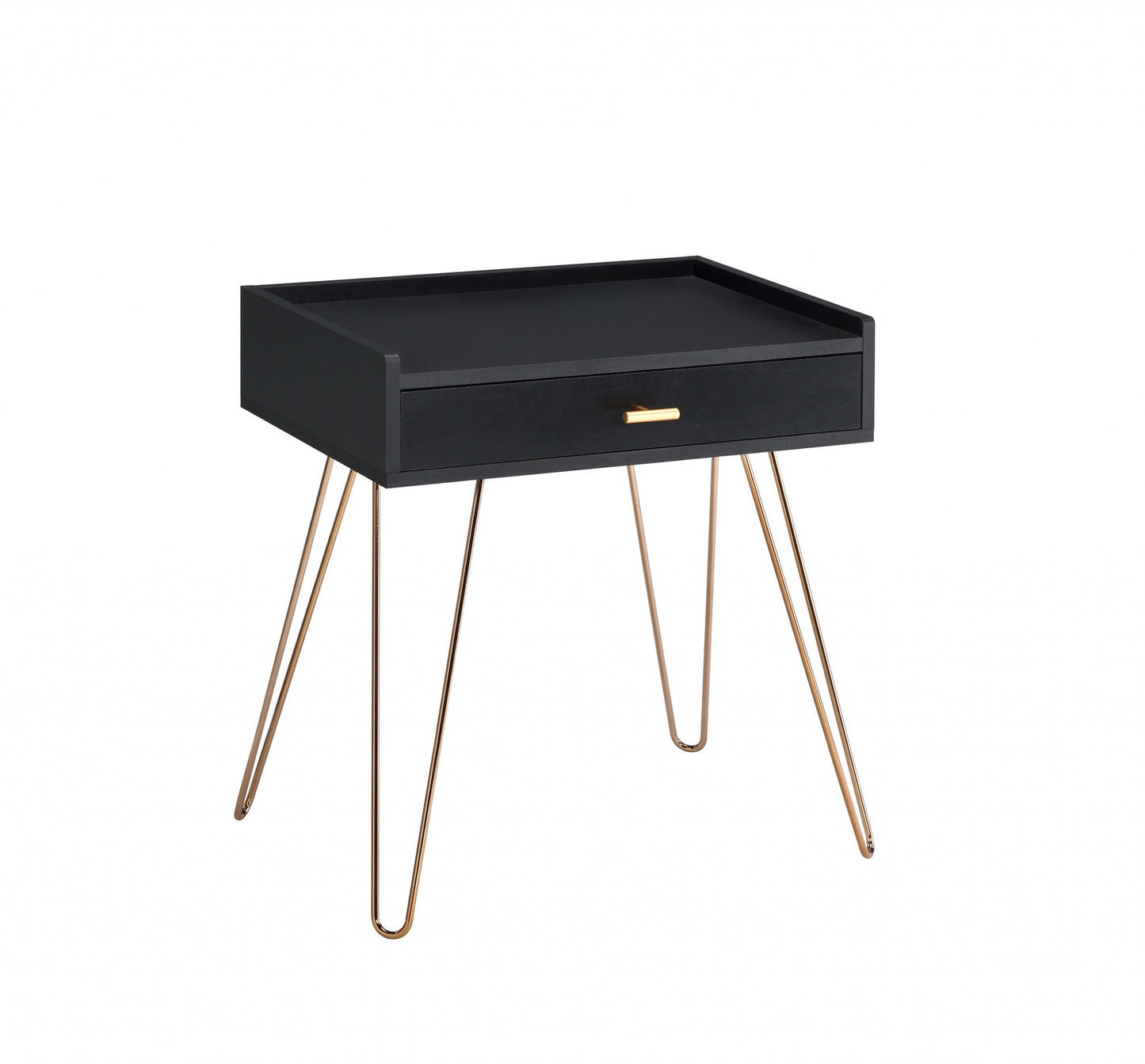 24" Gold And Black Modern Rectangular End Table With Drawer By Homeroots | End Tables | Modishstore - 2